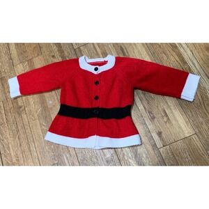 Baby Handmade Santa Claus Christmas Knit Cardigan Sweater Red Black White 0-6M